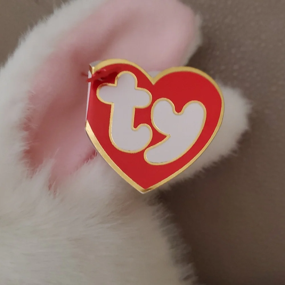 Ty Fluffy White Bunny Named Bows Plush Toy